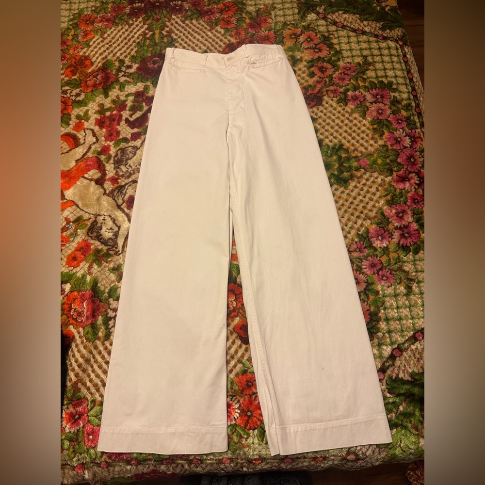 Vintage white navy sailor pants workwear bell bottoms
